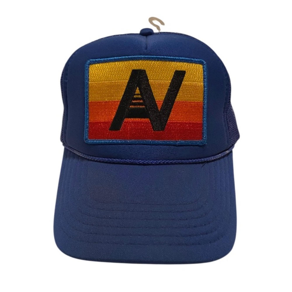 Aviator Nation Navy Trucker Hat with Sunset Stripe Patch